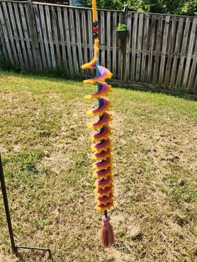 New handmade crochet wind spinner Tassel Wooden Beads Blue Purple Pink Yellow